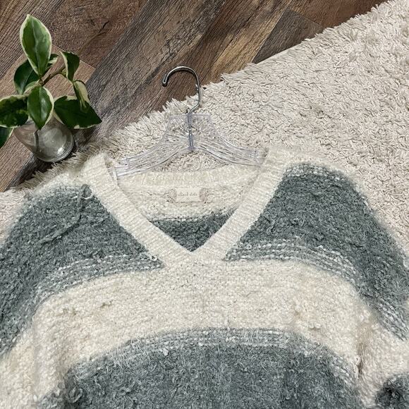 Altar'd State XS Earthy Boho Striped Distressed Pulled Thread Cropped Sweater - Picture 4 of 7